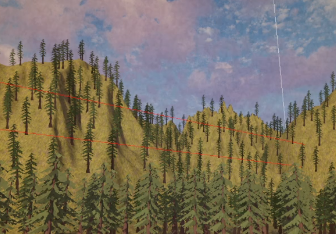 arbres et colline et ciel